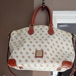 Dooney & Bourke Cream and Brown Satchel
